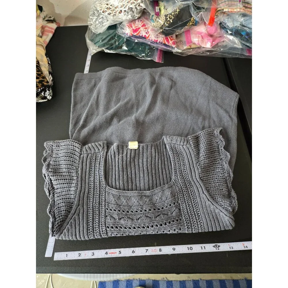 Old Navy Girls Crochet Knit Babydoll Sweater Size XL 14 Dark Academia Y2K Preppy